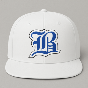 White Snapback Hat - Stylized B Logo